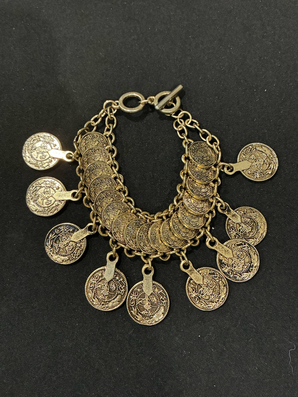 Vintage Middle Eastern Inspired Boho Gypsy Coin Bracelet